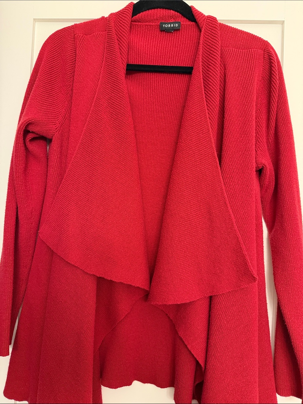 torrid Red Waterfall Open-Front Drape Cardigan